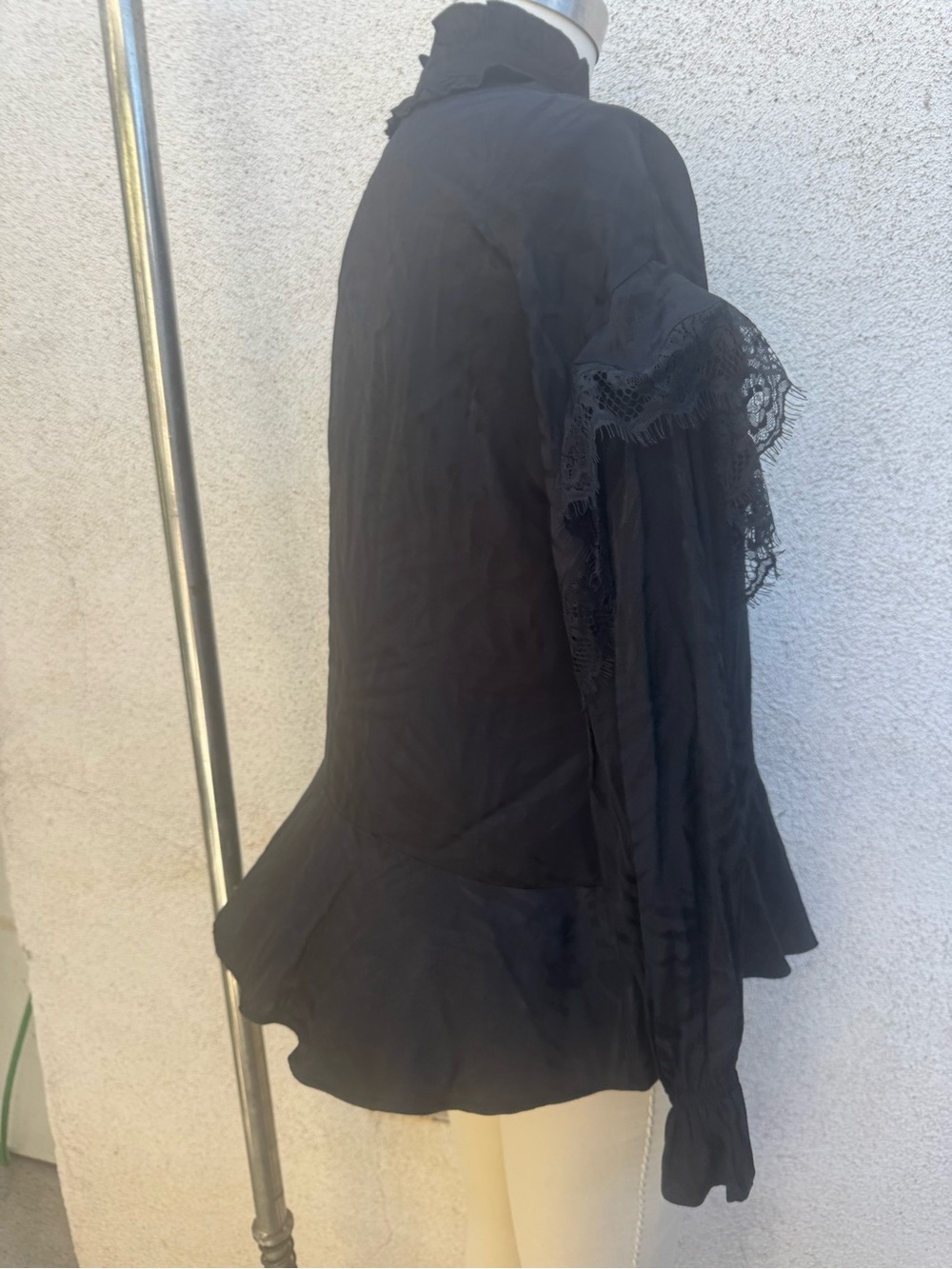 Black Ruffled Button-Front Jacket - Picture 5 of 8